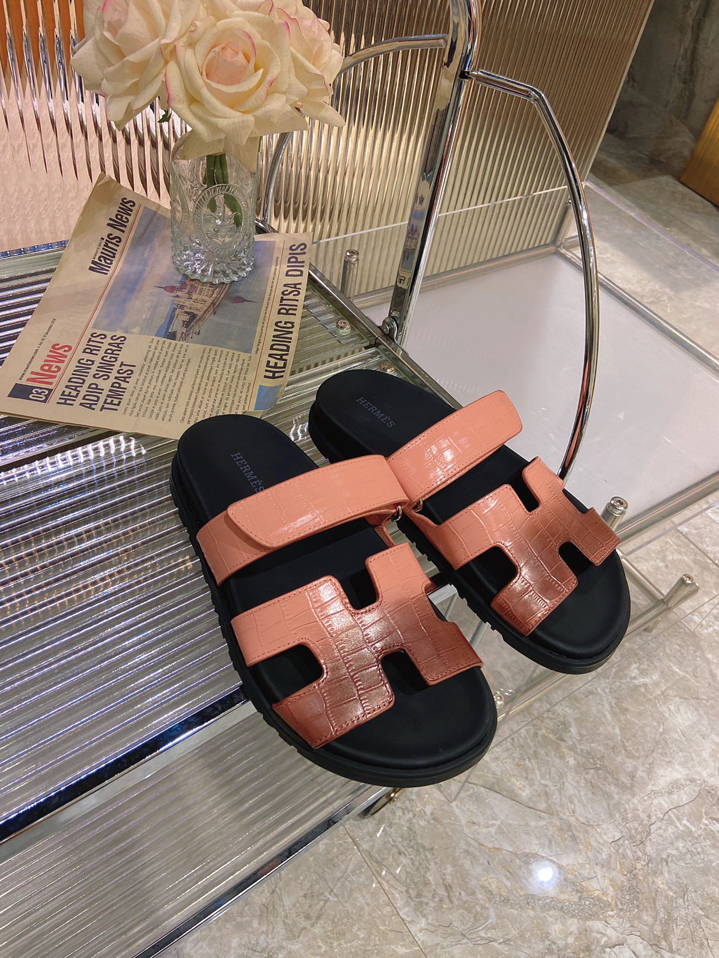 CHYPRE SANDAL OMBRE LIGHT PINK BROWN CALFSKIN、mysite、Cacoeks
