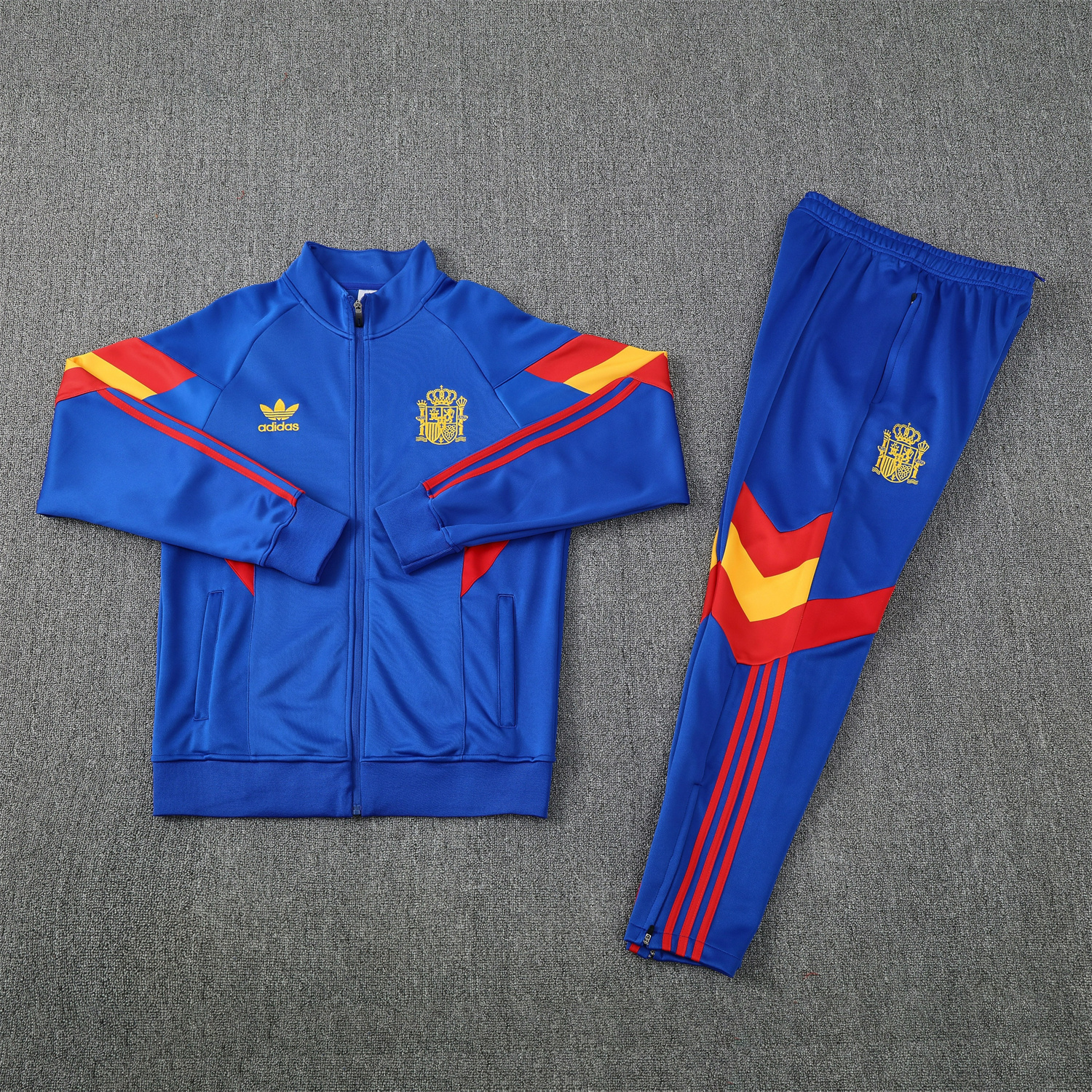 UltraTrikot-Spain 25-26 Jacket Training Tracksuit - Blue Jackets & Pants with Red and Yellow