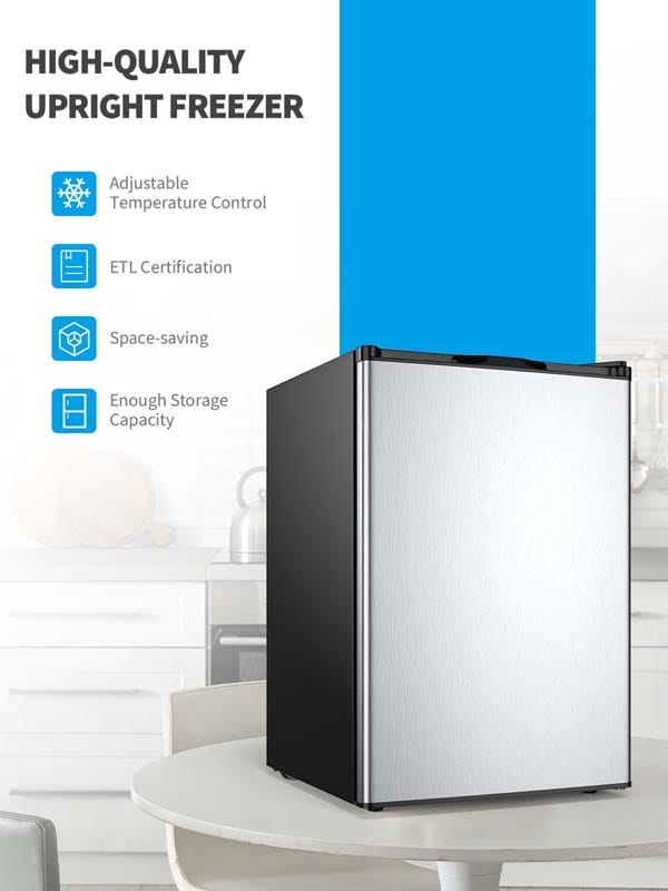 3.0 Cu. Ft Compact Upright Stainless Steel Freezer