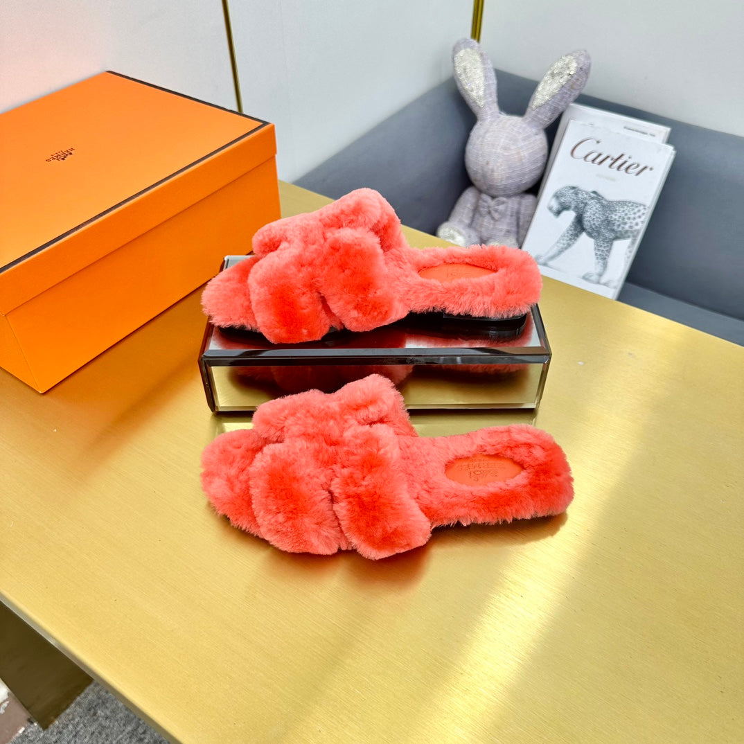 0RAN SHEARLING SANDALS RED PINK、mysite、Cacoeks
