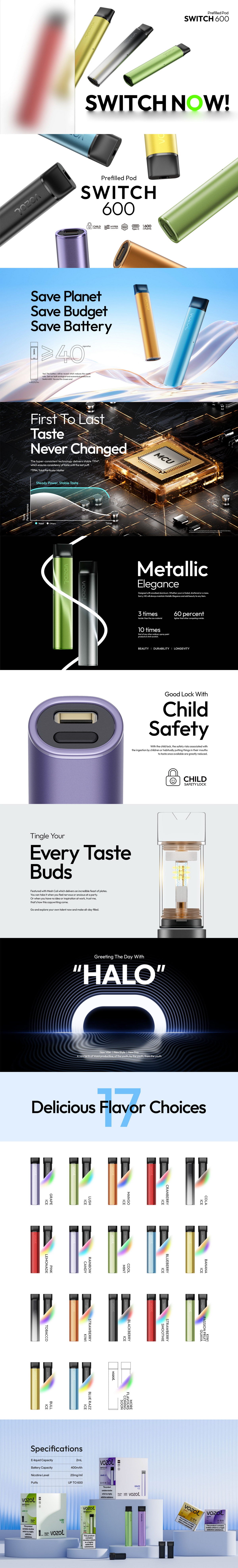 Vozol Switch 600 Pod Vape Kit - Idea Vape