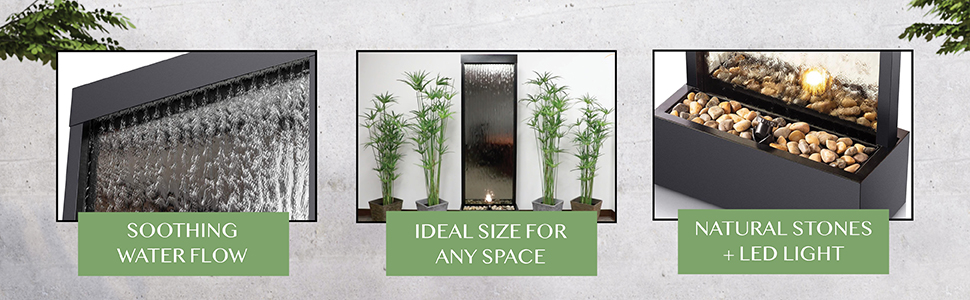 soothing water flow ideal size for any space natural led light