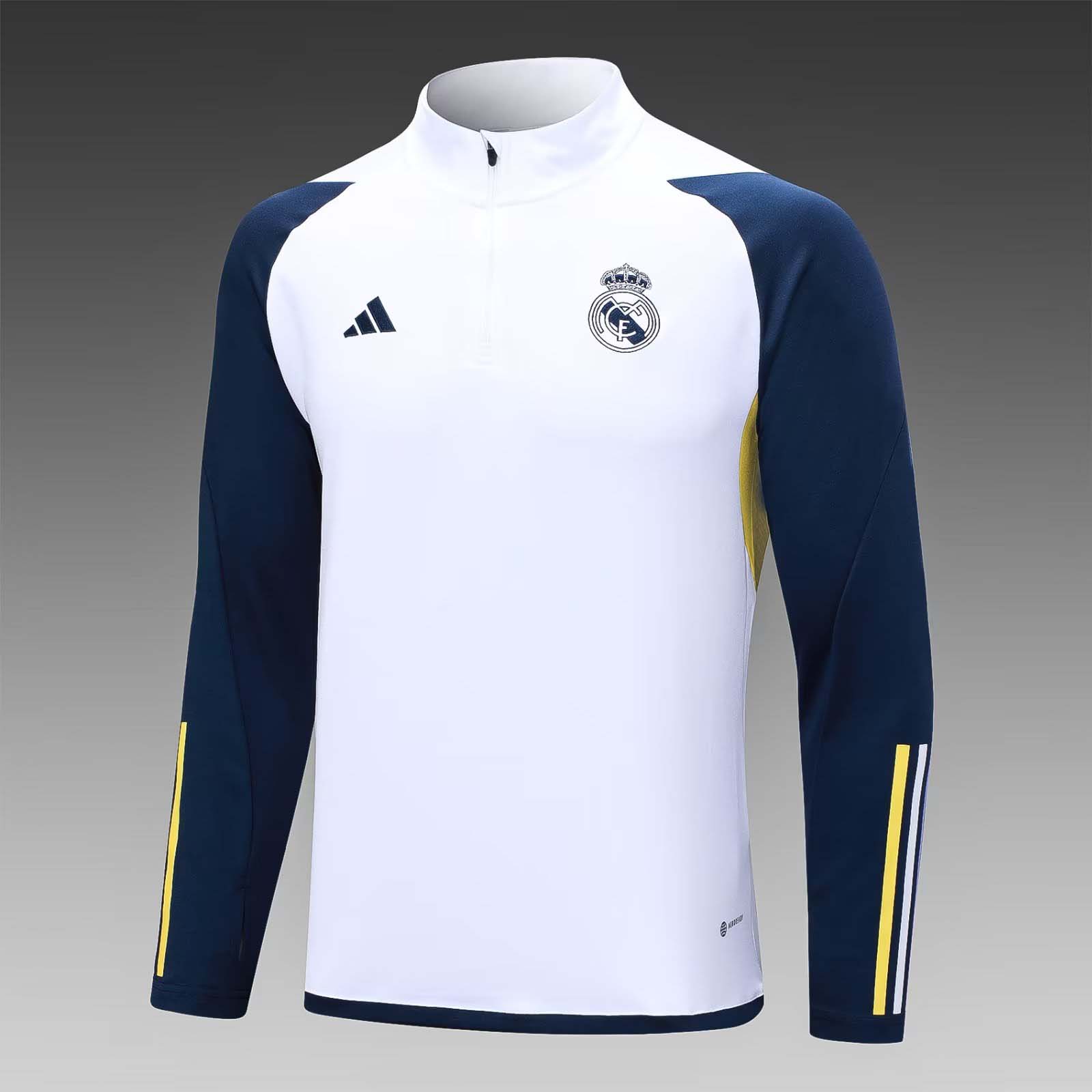 2023/2024 Real Madrid Half-Pull Training Suit white Football Shirt 1:1 Thai Quality Set:football jersey mysite: unitedjerseyfootball 邓江浪:football