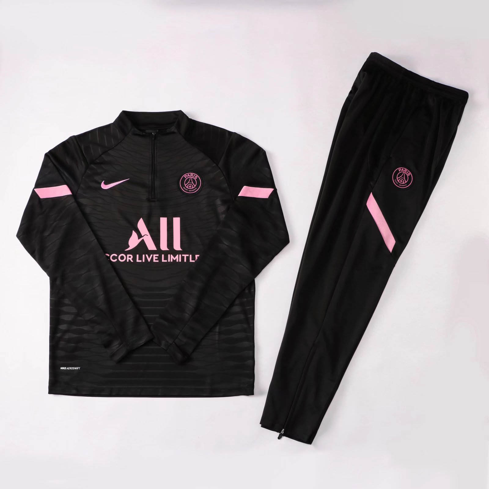 2021/2022 Psg Paris Saint-Germain Half-Pull Training Suit Black Set:football jersey mysite: unitedjerseyfootball 邓江浪:football