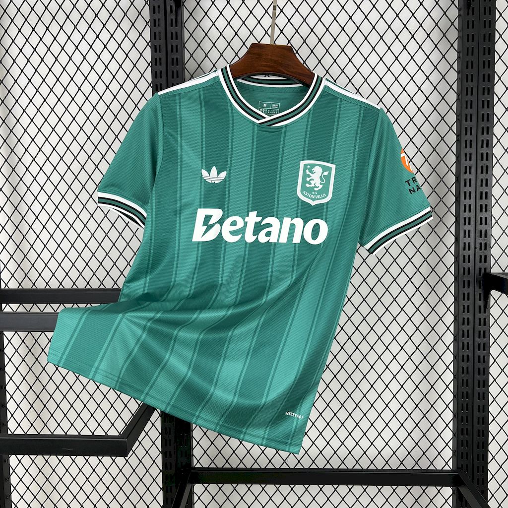 JerseysGala.com | Aston Villa 24-25 Originals Green Stripe Jersey - Fans Version -Customize Name, Number and Patch | Worldwide Shipping
