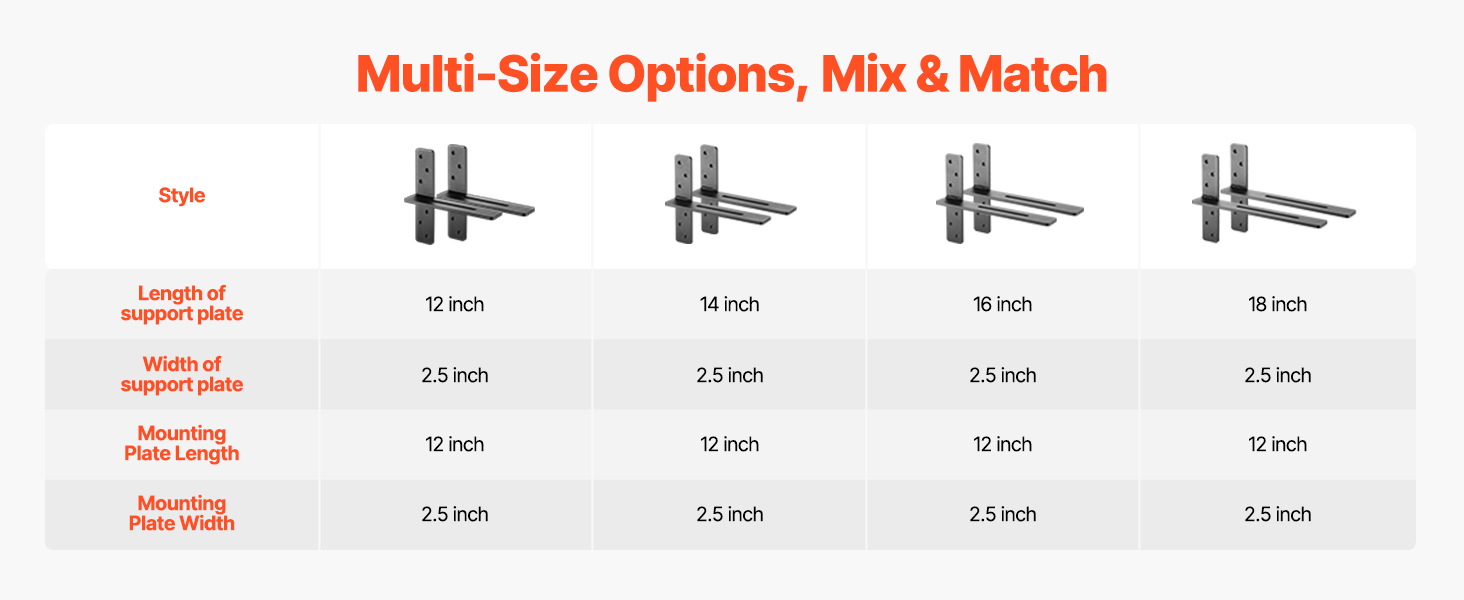 T Shelf Brackets 2 Pcs