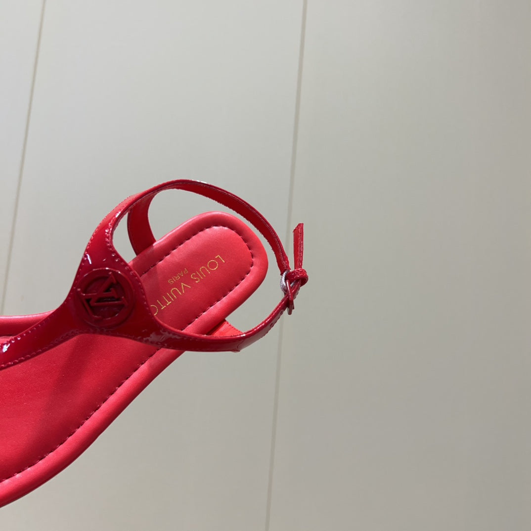 LV THONG SANDALS 25S IN RED CALFSKIN WITH RED HARDWARE、mysite、Cacoeks