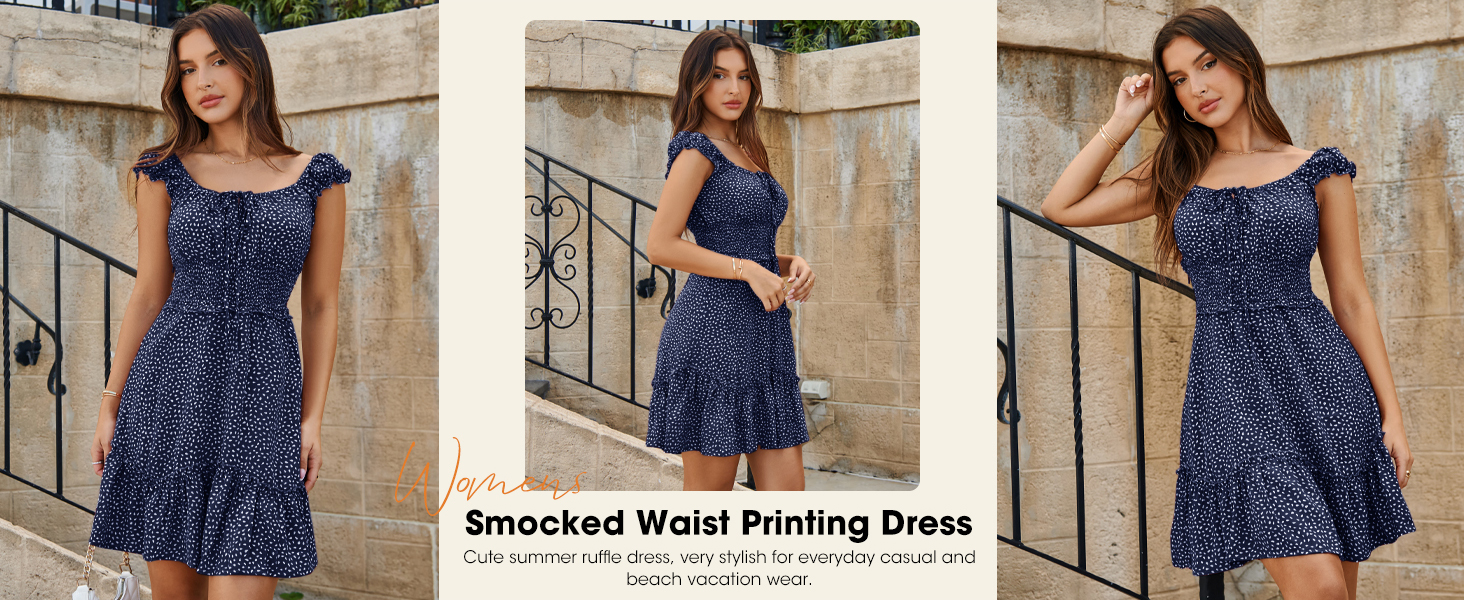 Women's Summer Sweetheart Neckline Printing Dress