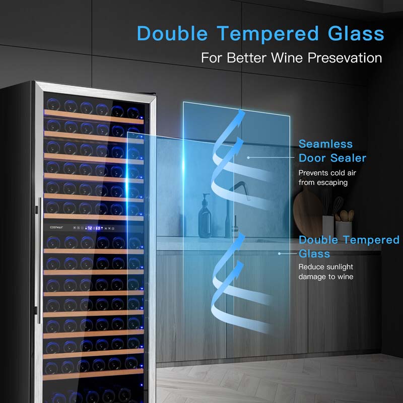 Eletriclife 154-Bottle Freestanding Wine Cooler Refrigerator Dual Zone Wine Cellar