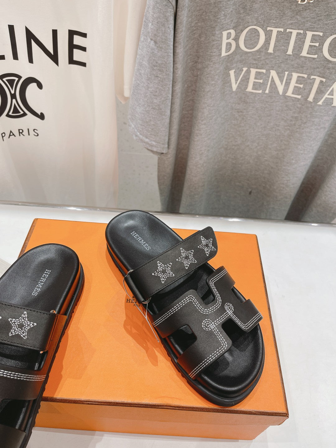 STAR-PATTERNED SANDAL BLACK CALFSKIN、mysite、Cacoeks