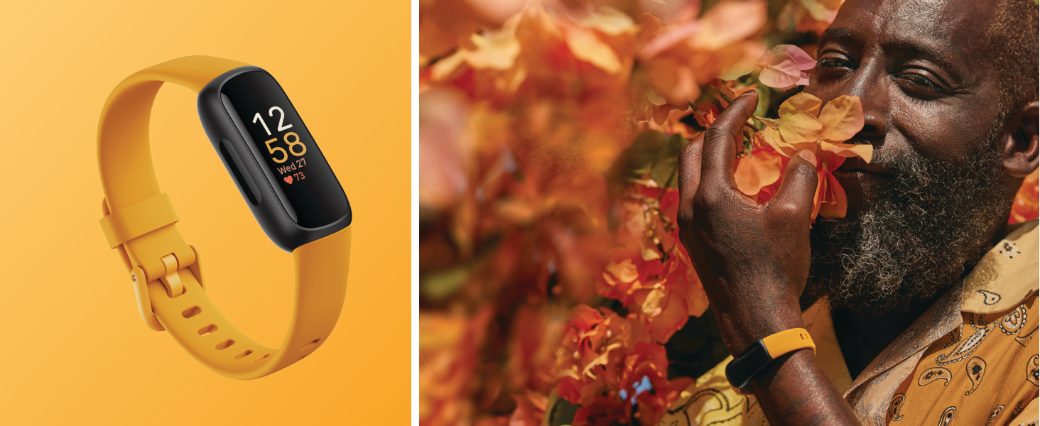 yellow inspire 3 and man smelling orange flowers