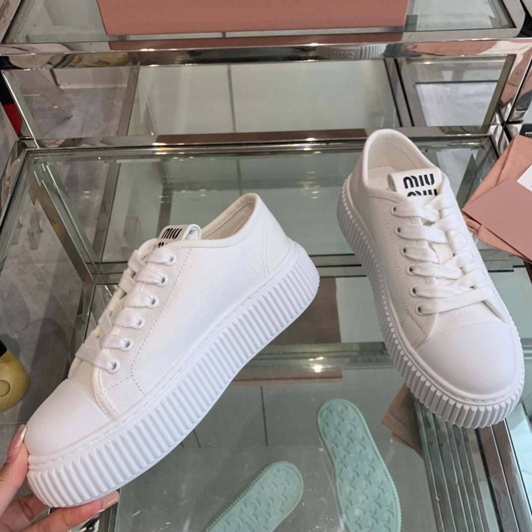 Sneakers High Sole White Canvas、mysite、Cacoeks