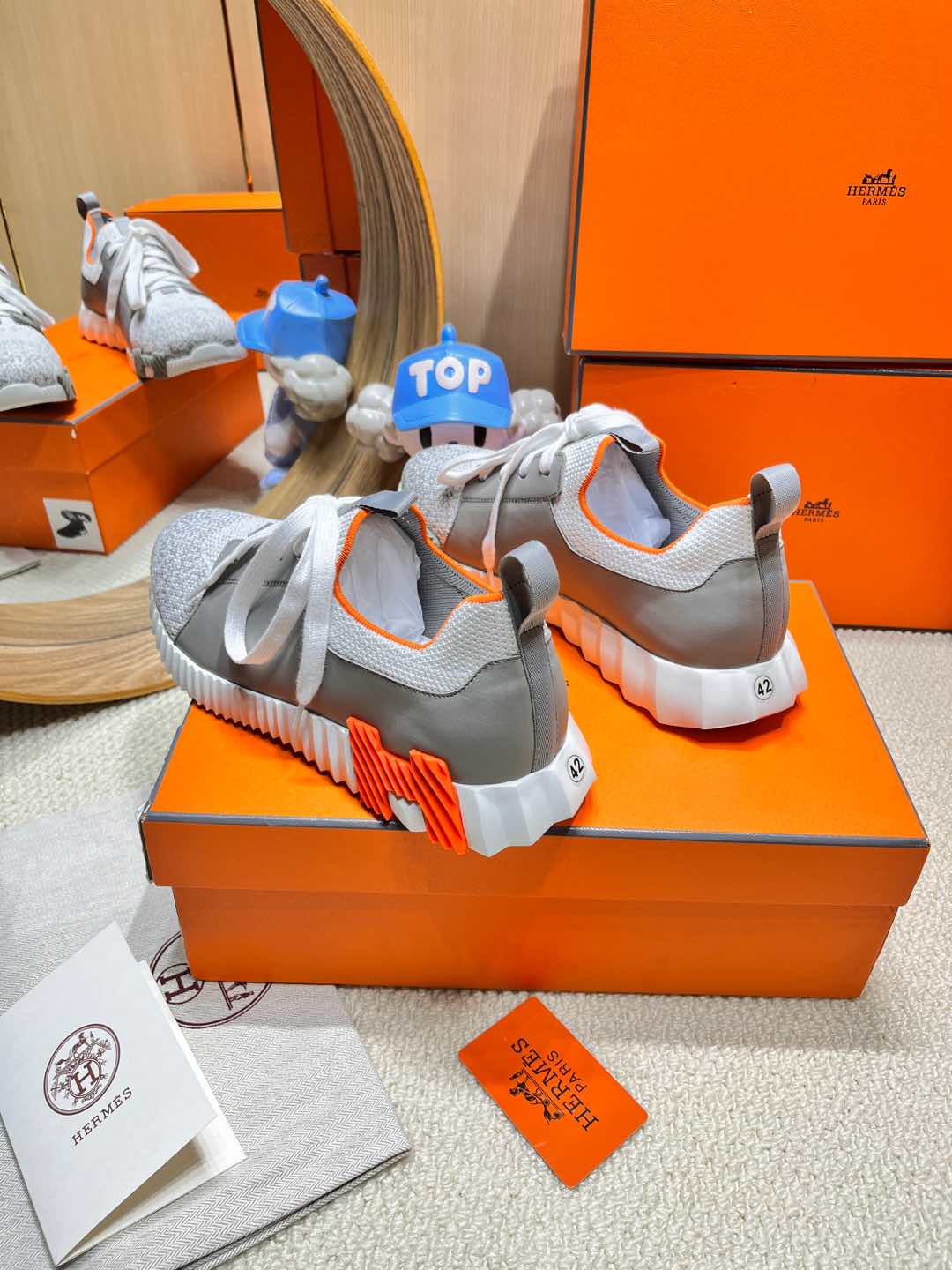 DEPART SLIP-ON SNEAKER IN WHITE MIX MOUSE GRAY KNIT AND CALFSKIN、mysite、Cacoeks