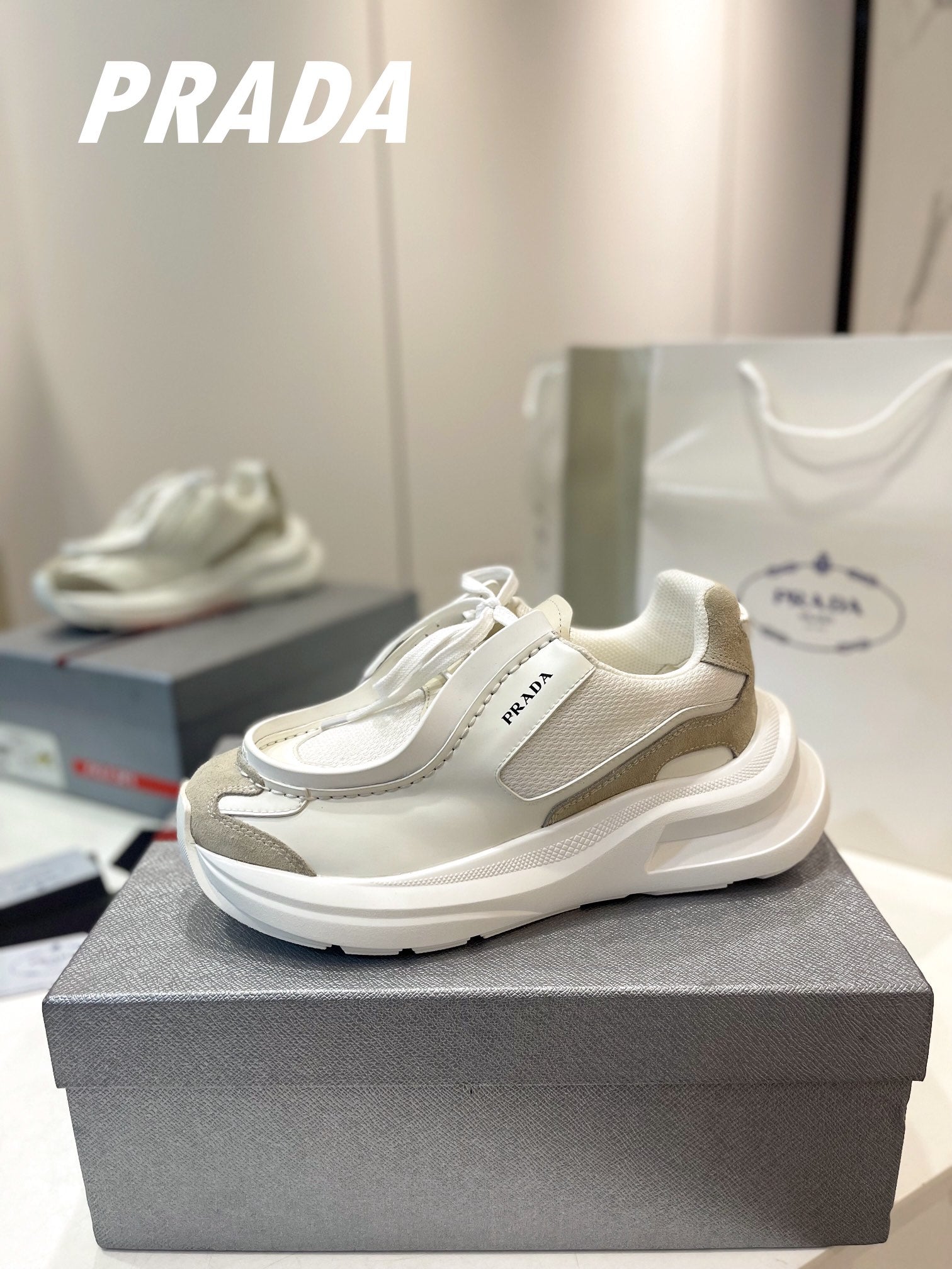 PRA SYSTEME BRUSHED SNEAKERS WHITE CALFSKIN、mysite、Cacoeks