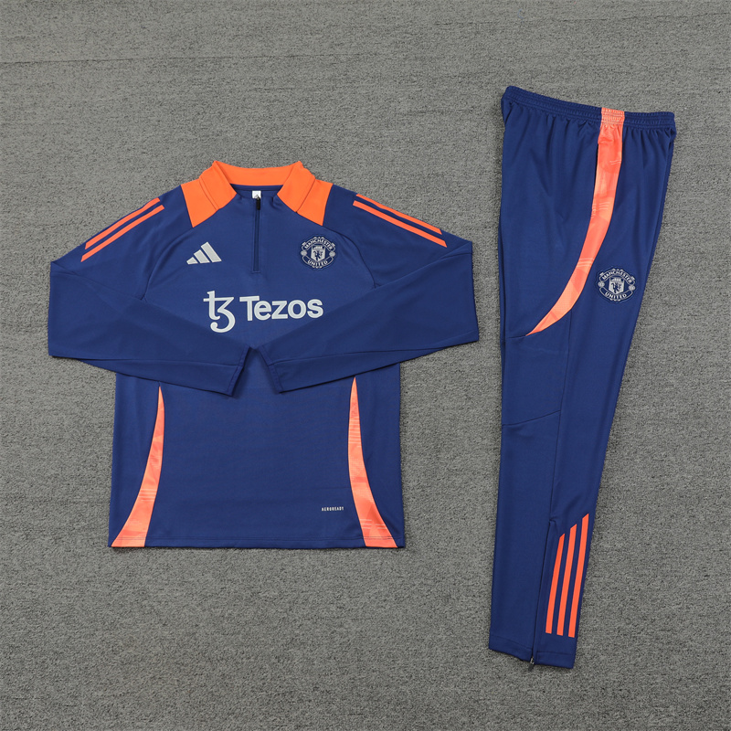 JerseysGala.com | Manchester United 24-25 Long Sleeve Training Set - Deep Blue -Customize Name, Number and Patch | Worldwide Shipping