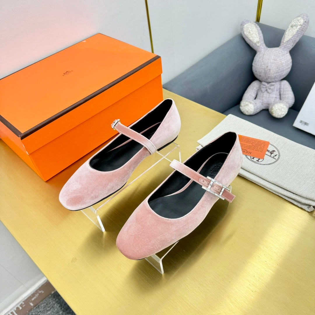 HM BALLET FLATS IN LIGHT PINK SUEDE、mysite、Cacoeks