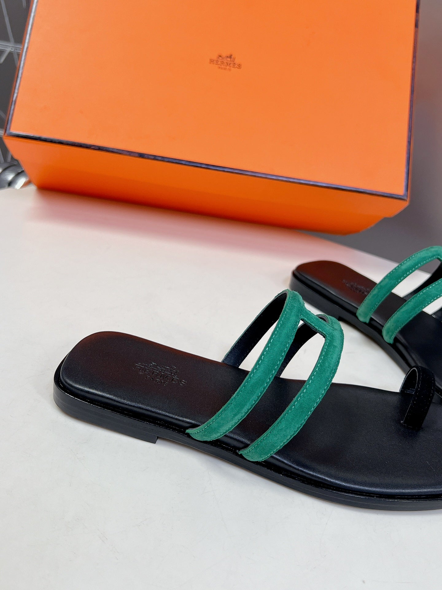 Georgia Sandals Teal Suede Black Calfskin、mysite、Cacoeks