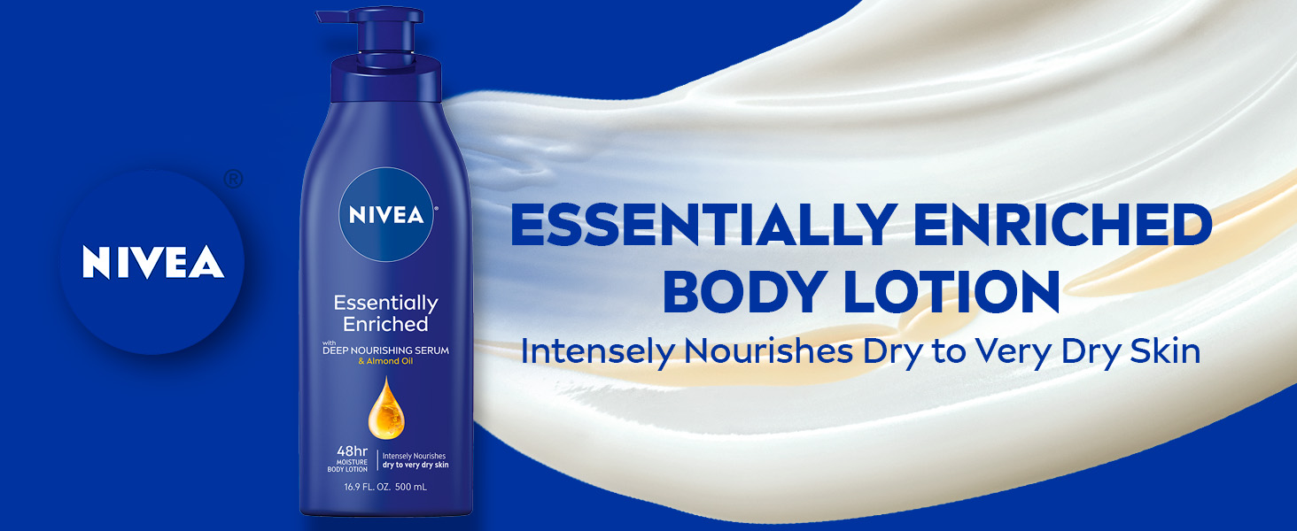 NIVEA Essentially Enriched Body Lotion. Intensely nourishes dry to very dry skin.