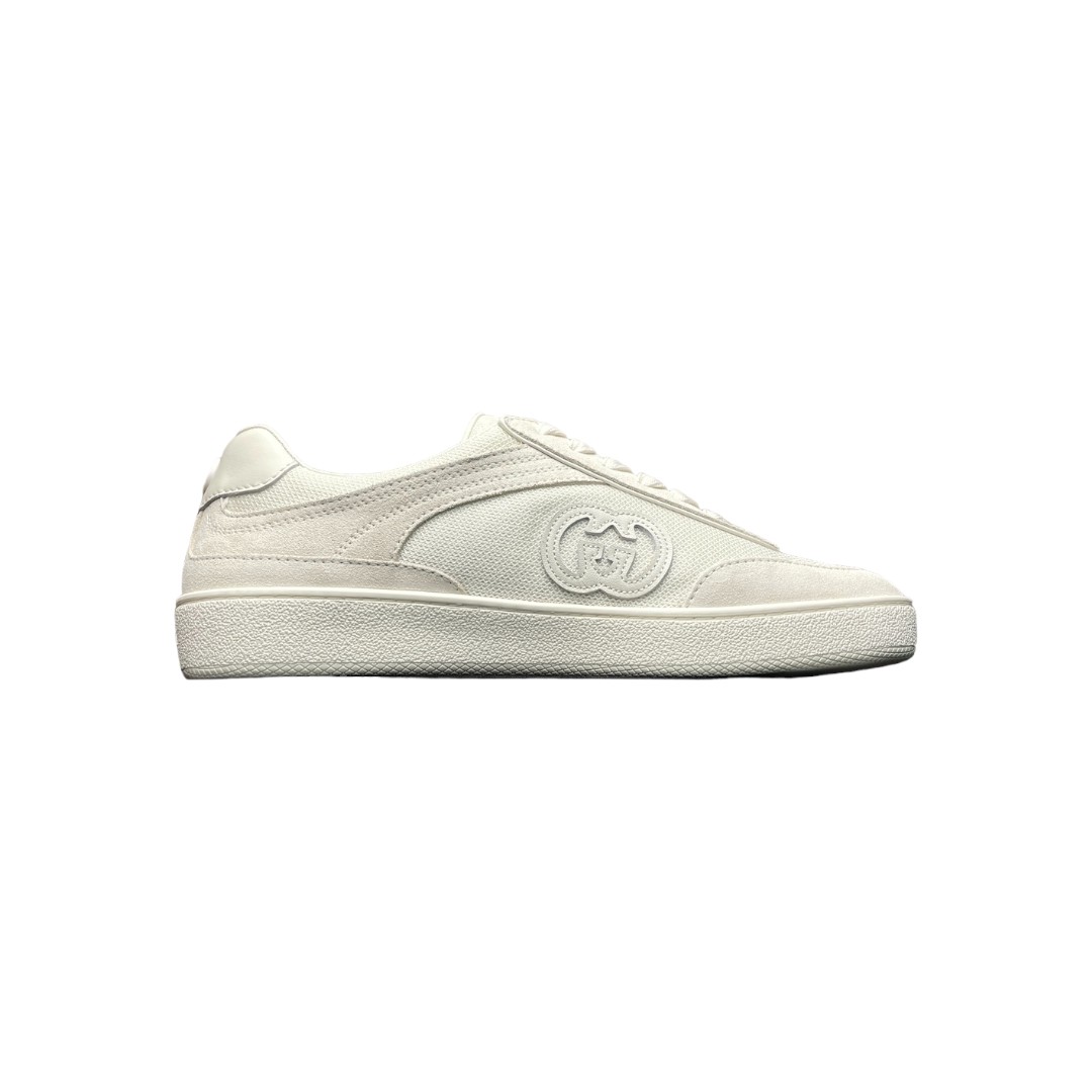 Gucci Interlocking G Sneaker in White Suede、mysite、Cacoeks