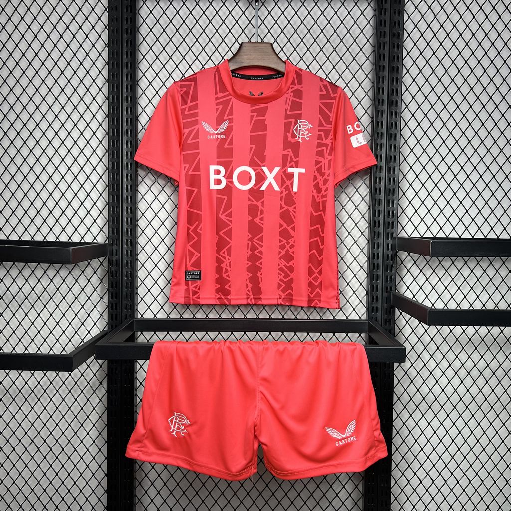 Higojerseys-Glasgow Rangers 24-25 Red Goalkeeper Kids Kit