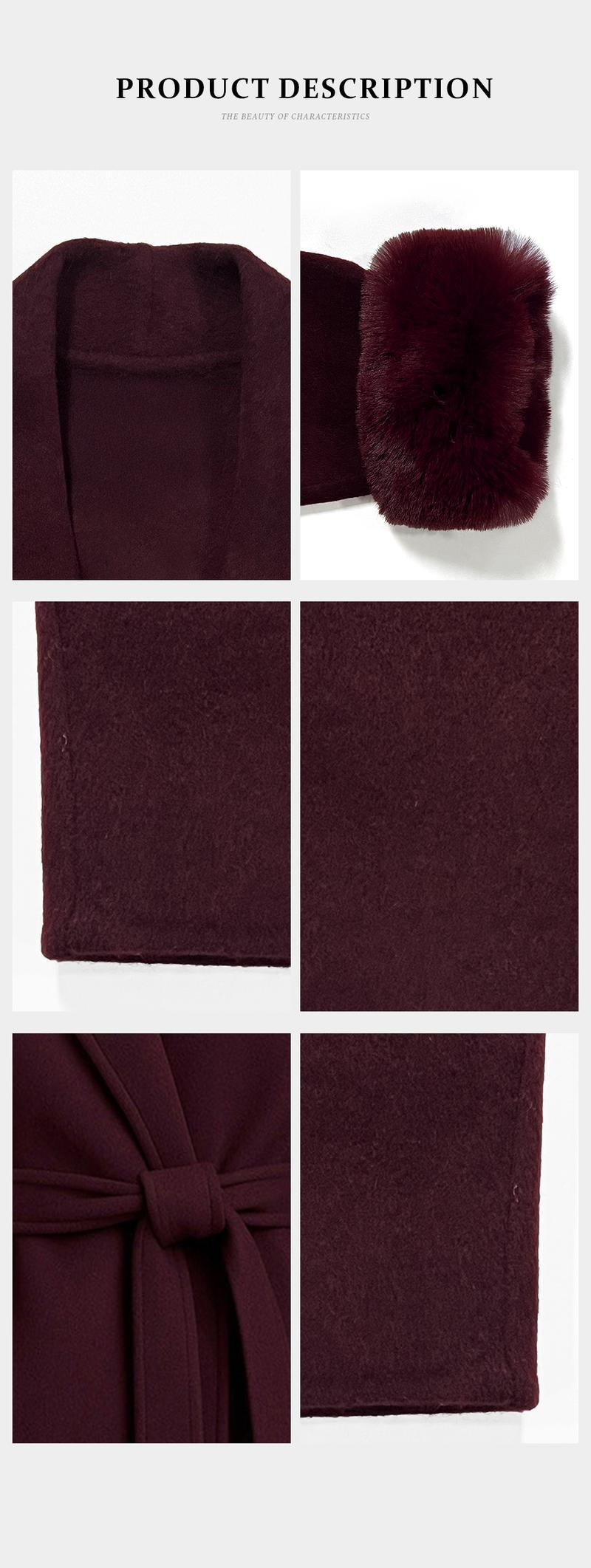 Women's Elegant Solid Color Waist Tie Plush Long Sleeve Thermal Wrap Coat