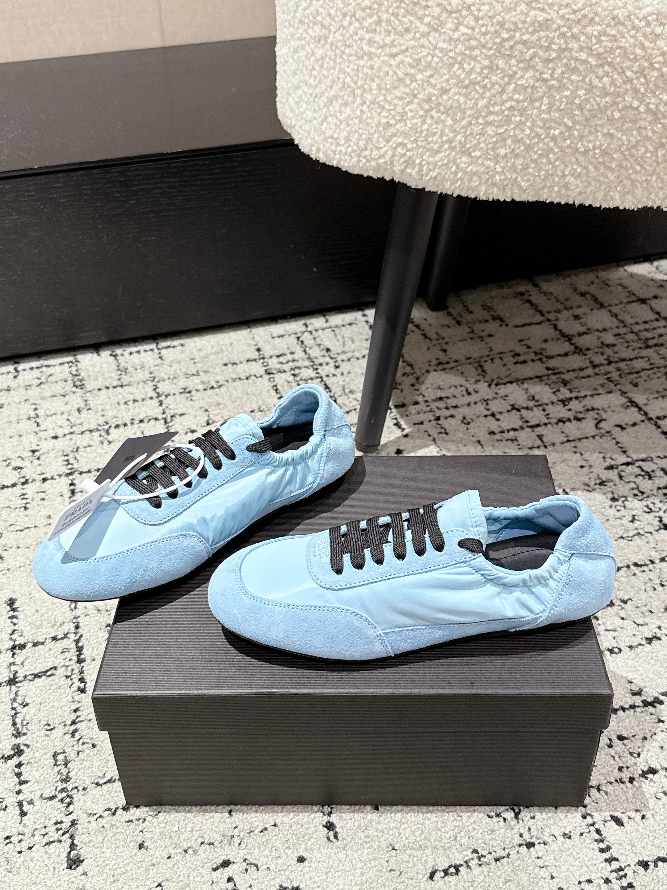 PRADA 25S COLLAPSE SNEAKERS IN LIGHT BLUE RE NYLON AND SUEDE、mysite、Cacoeks