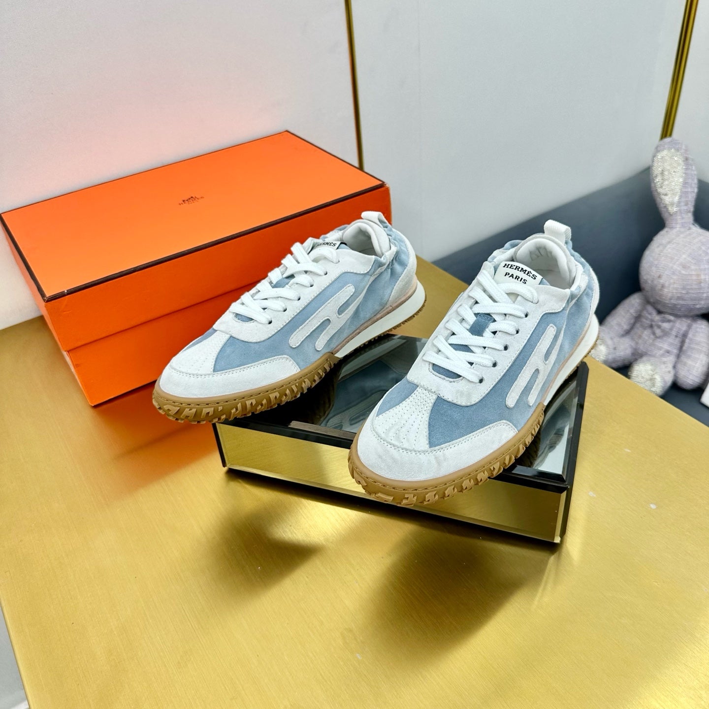 JET SNEAKER IN PALE GRAY MIX SAPPHIRE BLUE SUEDE、mysite、Cacoeks