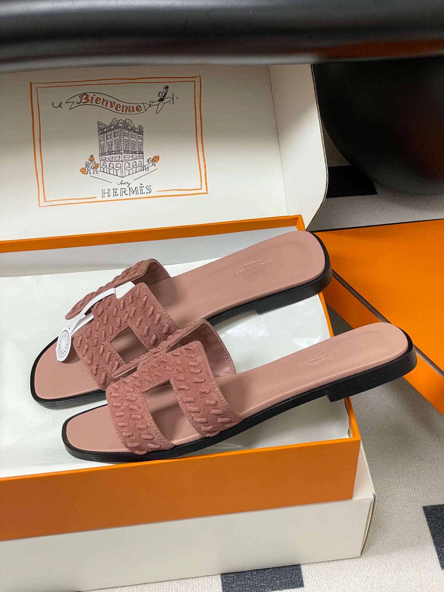 HM 25S ORAN SANDAL IN PEACHY PINK SUEDE AND LAMBSKIN、mysite、Cacoeks