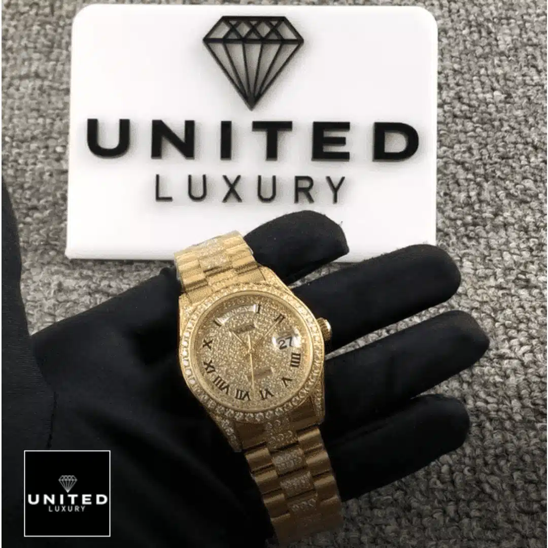 Rolex Datejust 116622 Replica yellow gold with diamond bracelet