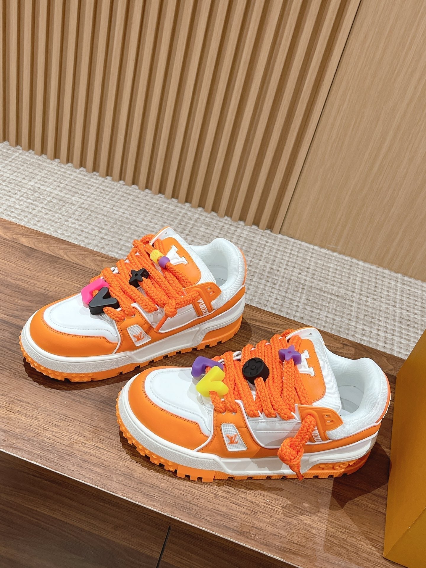 LV Trainer Maxi Sneaker White Mix Orange Calfskin、mysite、Cacoeks