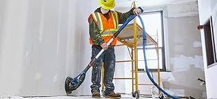 Bosch 9" drywall sander gtr55-85 sanding vertical drywall attached to dust collection with vacuum