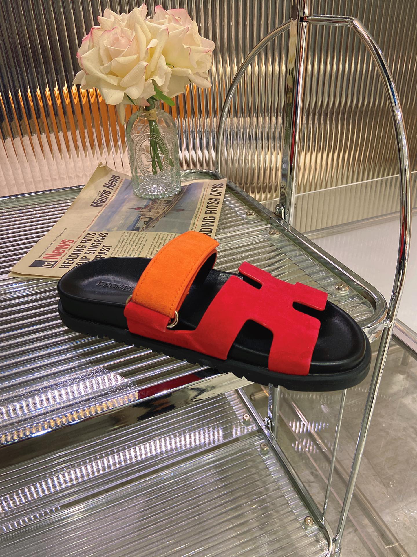 CHYPRE SANDAL RED MIX ORANGE SUEDE、mysite、Cacoeks