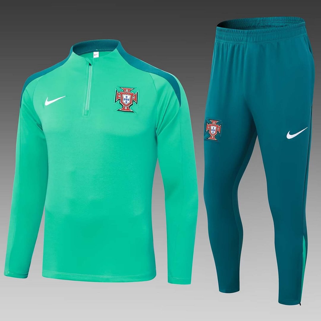 2024 Portugal Half-Pull Training Suit Green Football Shirt Set-mysite Custom Football Kit- Nextkits