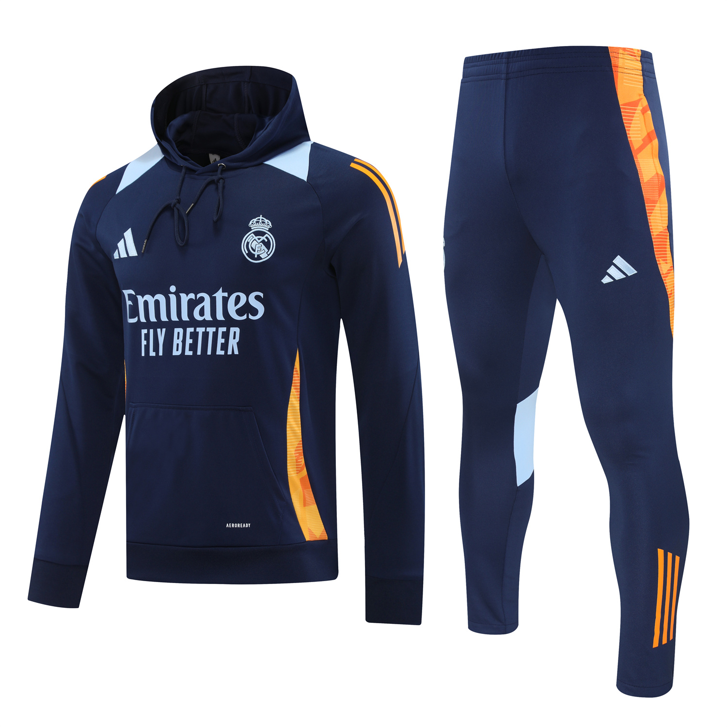 JerseysGala.com | Real Madrid 24-25 Training Hoodie Set - Royal Blue Hoodie and Pants -Customize Name, Number and Patch | Worldwide Shipping