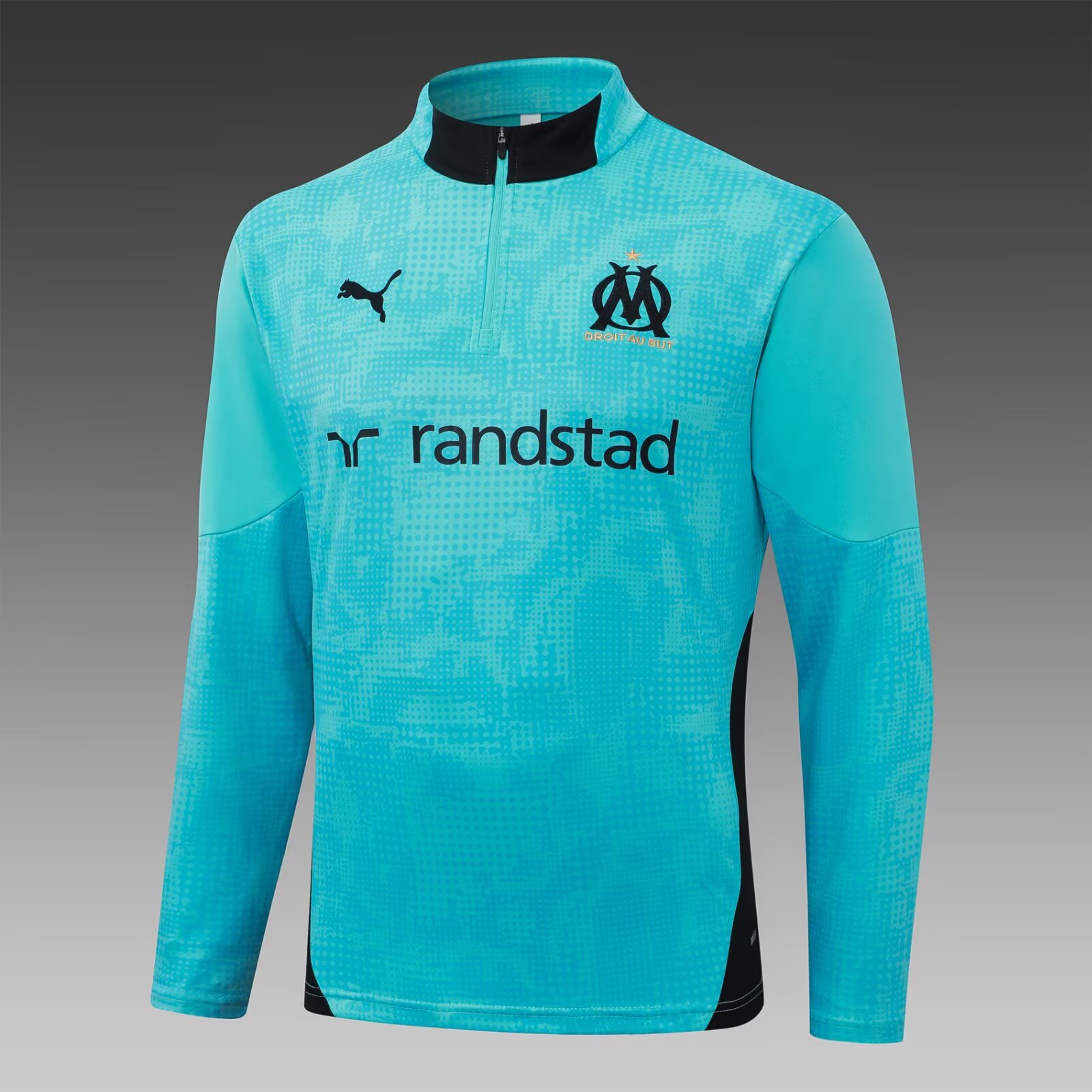 2025/2026 Olympique de Marseille Half-Pull Training Suit Lake Blue Football Jersey Set:football jersey mysite: unitedjerseyfootball 邓江浪:football