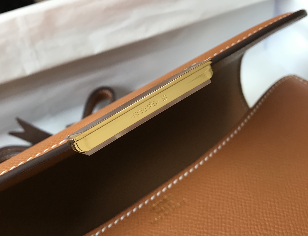 Replica Hermes Constance Bag Epsom Leather Brown Wiht Gold 19cm and 23cm