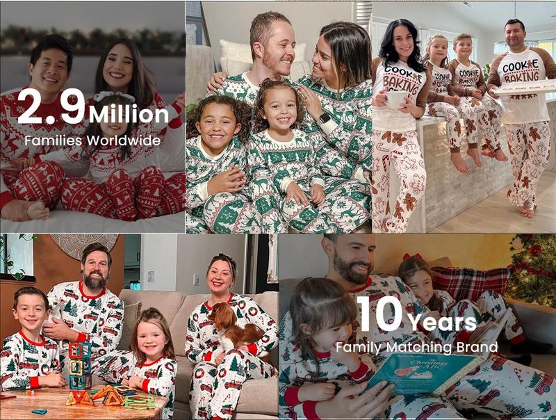 PatPat Christmas Pajamas Soft & Stretchy Family Matching  Long Sleeve Sets Gingerbread Patterned Sleepwear for Women Men Couples Adult Kids,Cute Pajama,Cozy Pajamas ,Flame Resistant,autumntok,wintertok,BFCM Early Bird
