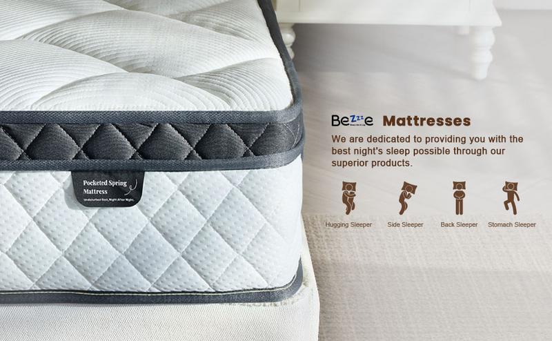 Product Introduction of Bezzze Mattress 10-12 Inch Hybrid Mattresses in a Box with Comfort Foam and Pocket Coils,Hybrid Mattress with Memory Foam, Individual Pocket Spring for Motion Isolation, Back & Lumbar Support, Pressure Relief, Queen Bed Mattress Soft,Medium FirmQueen size 8