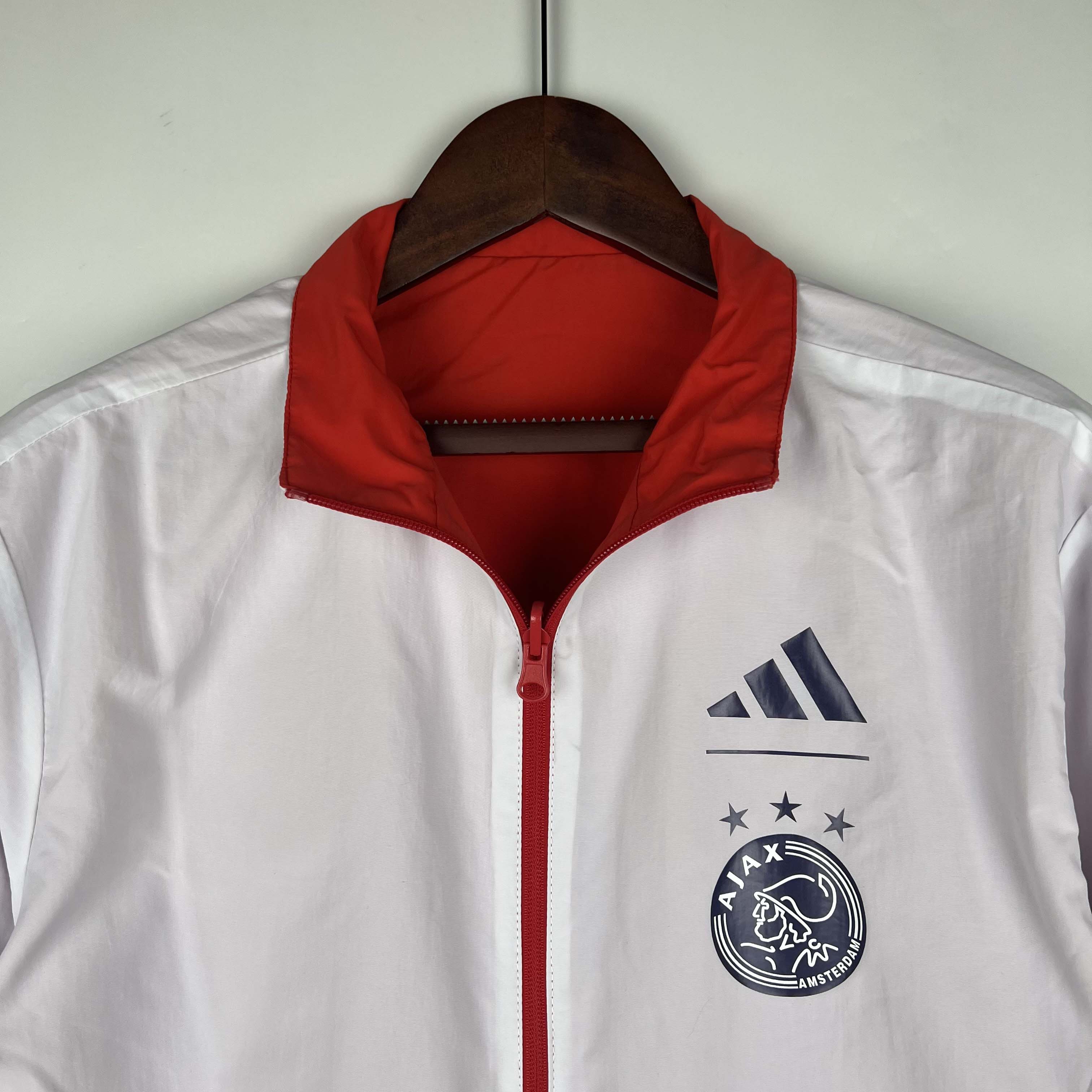 2023/2024 Ajax Reversible Windbreaker(Red-White)Soccer Jersey 1:1 Thai Quality:football jersey mysite: unitedjerseyfootball 邓江浪:football
