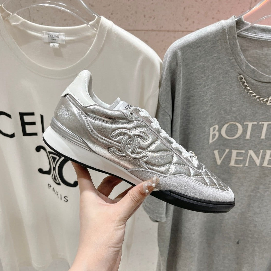 Double C New Quilted Panda Shoes Silver Sheepskin、mysite、Cacoeks