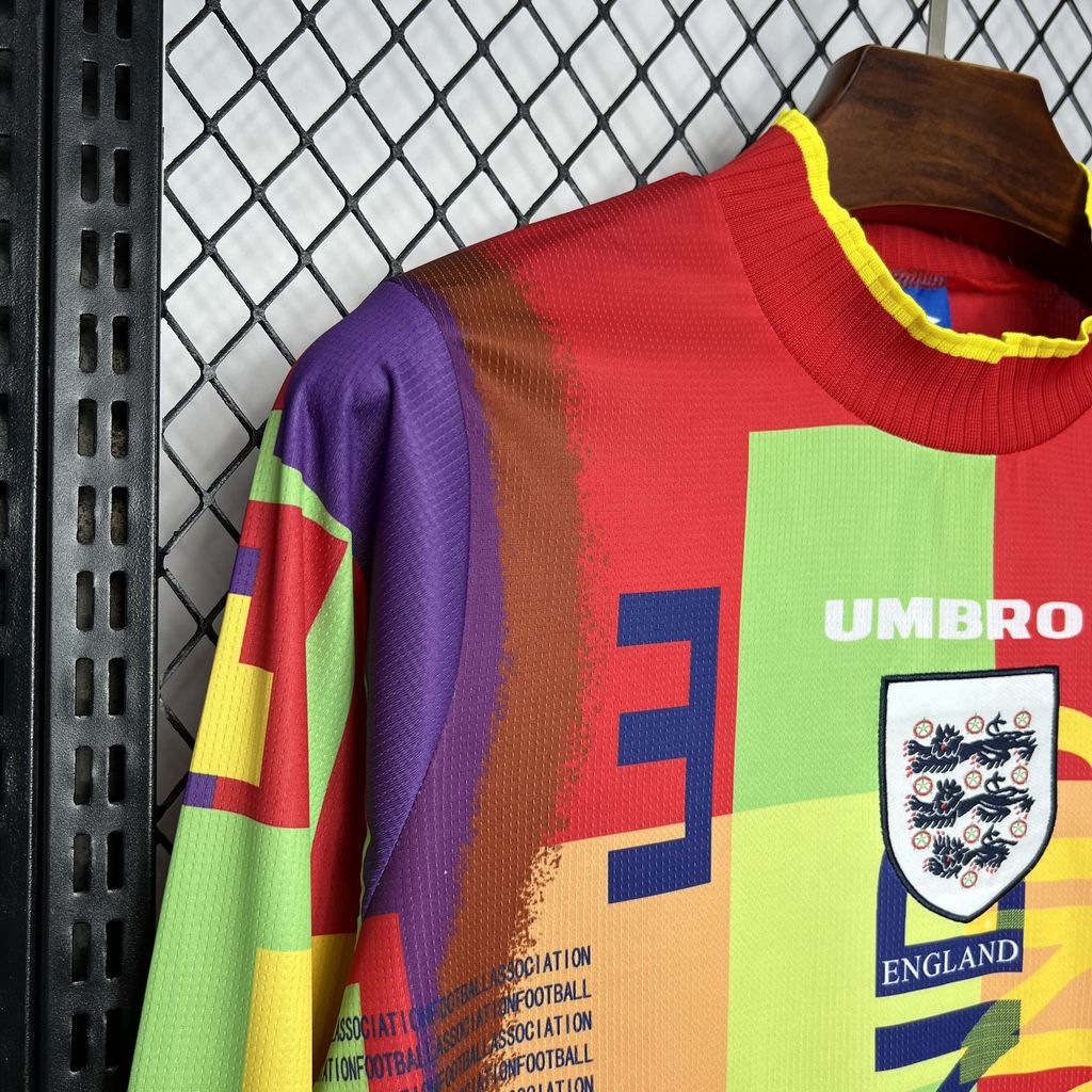 ManixJersey.com | Retro England 1996 Goalkeeper Long Sleeve Jersey -Customize Name, Number and Patch | Worldwide Shipping