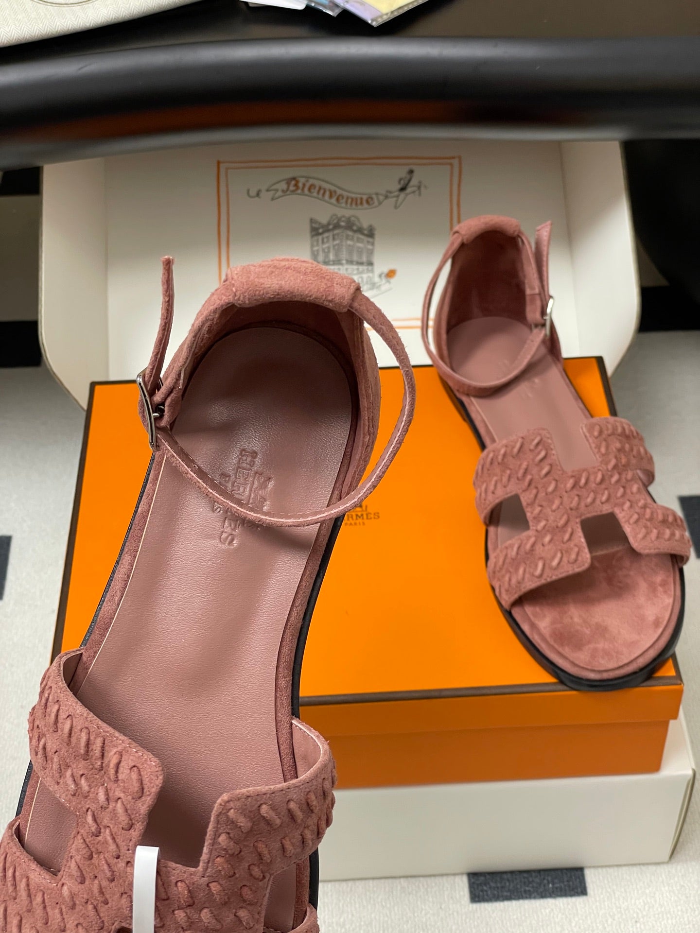HM 25S SANTORINI SANDAL IN PEACHY PINK SUEDE AND LAMBSKIN、mysite、Cacoeks