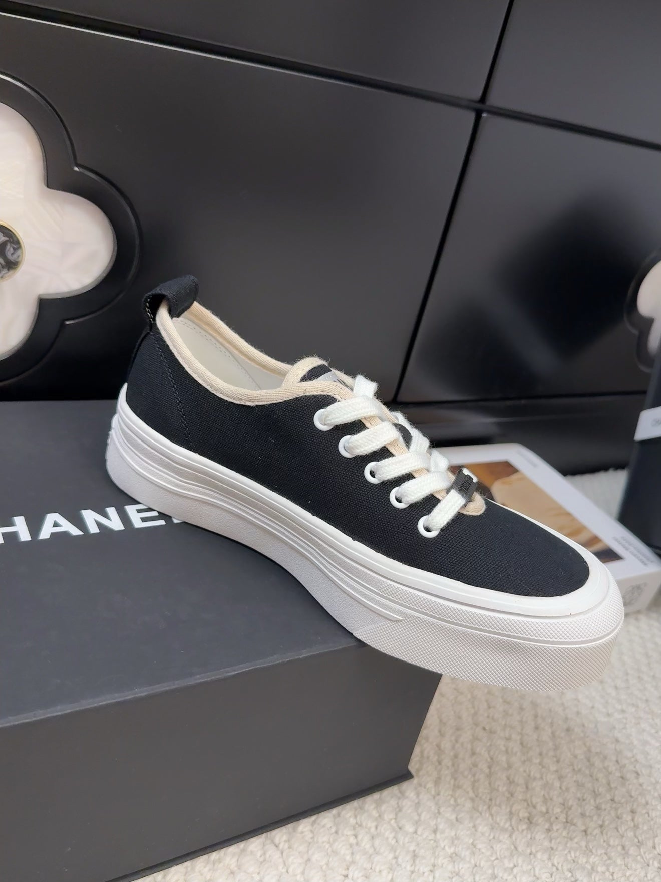 TRAINERS SHOES IN BLACK FABRIC、mysite、Cacoeks