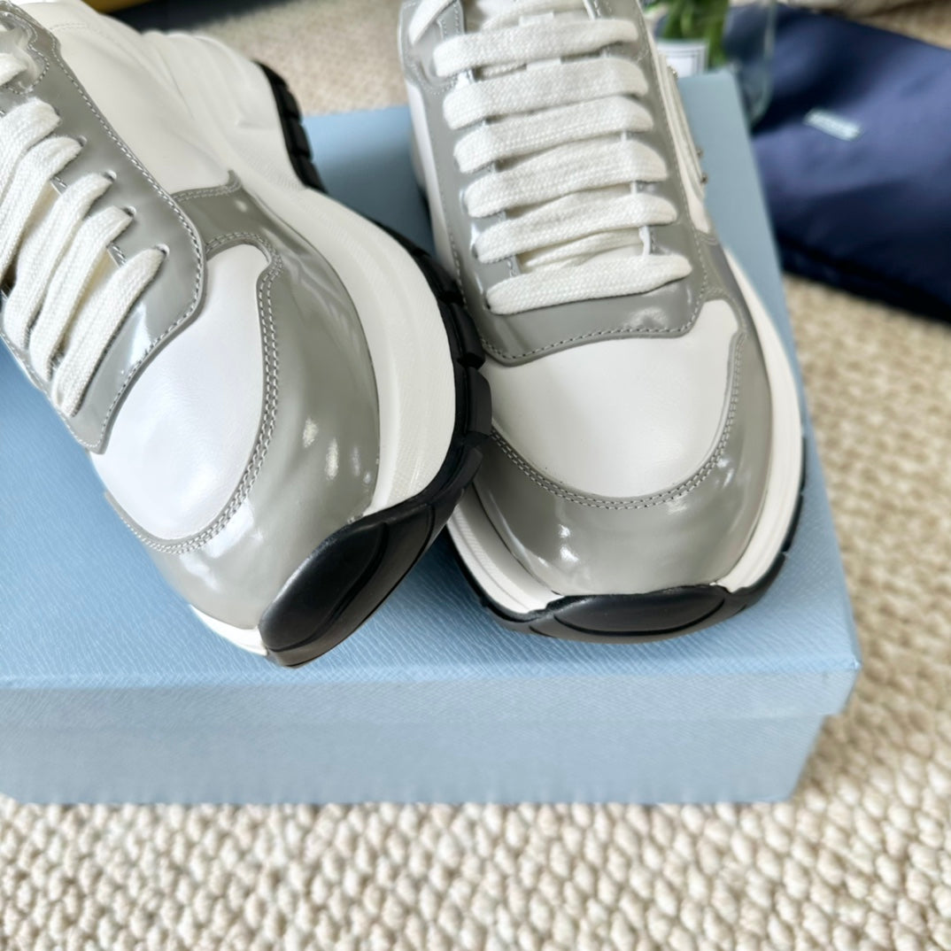 PRA BLACK THICK SOLE SNEAKER GRAY AND WHITE CALFSKIN、mysite、Cacoeks