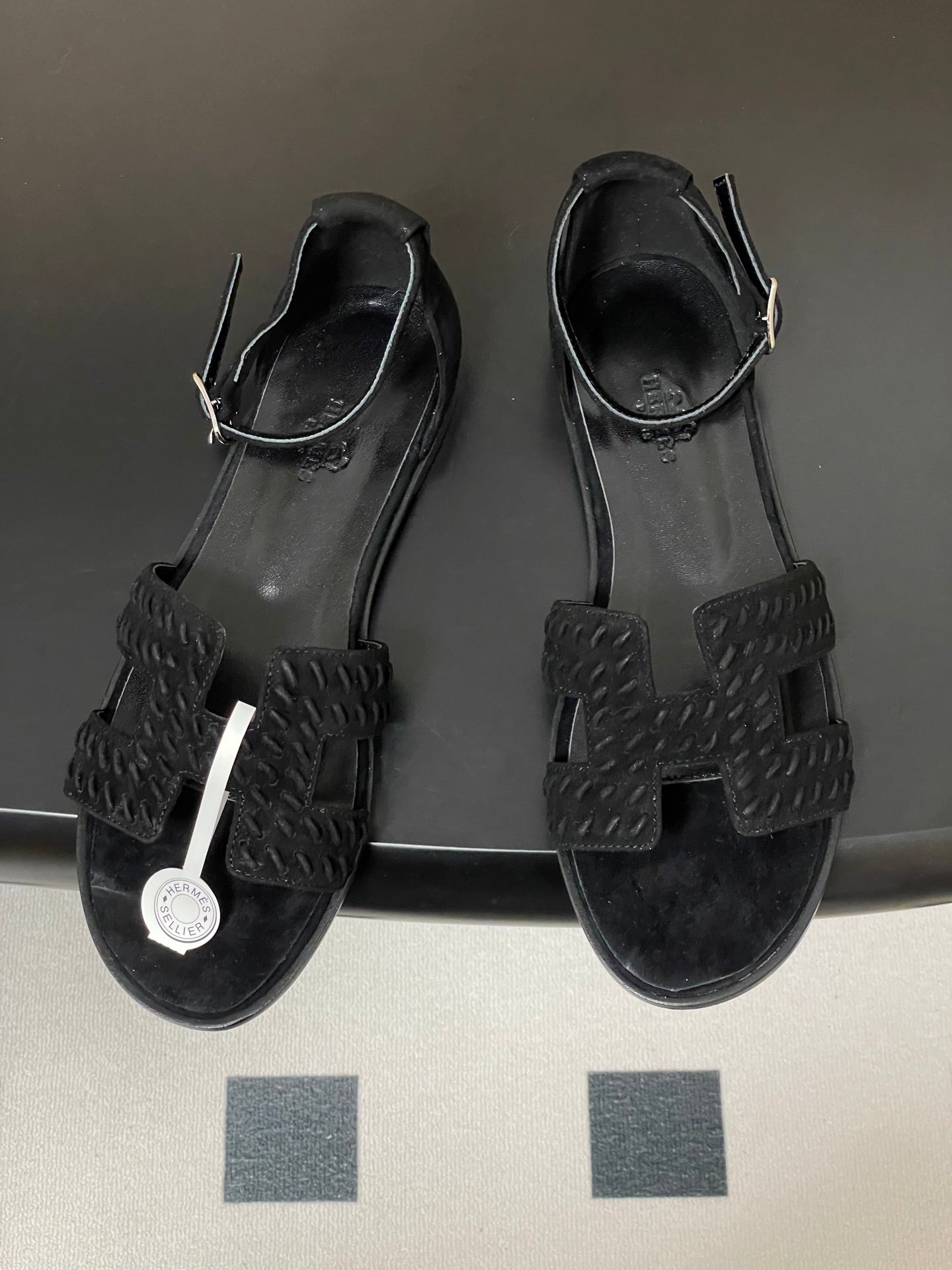 HM 25S SANTORINI SANDAL IN BLACK SUEDE AND LAMBSKIN、mysite、Cacoeks