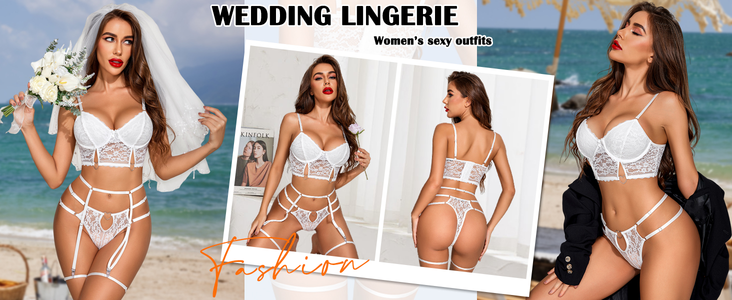 white lingerie for bride