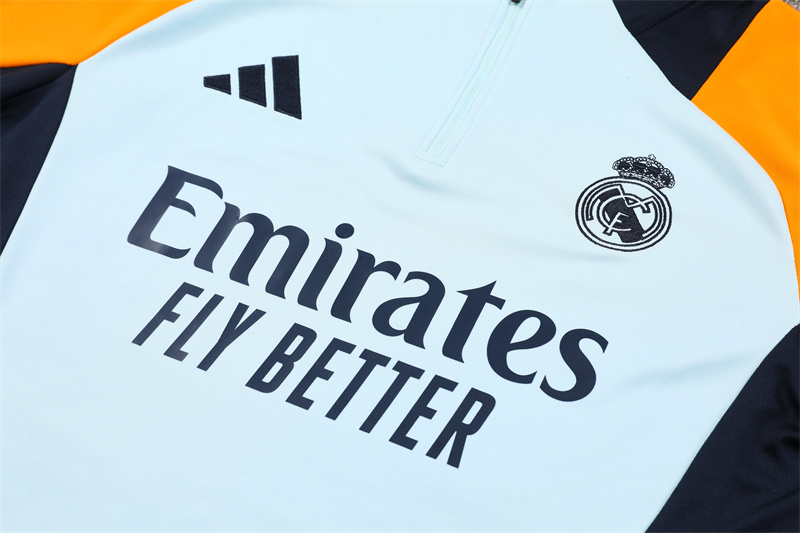 ManixJersey.com | Real Madrid 24-25 Long Sleeve Training Set - Blue & Orange -Customize Name, Number and Patch | Worldwide Shipping