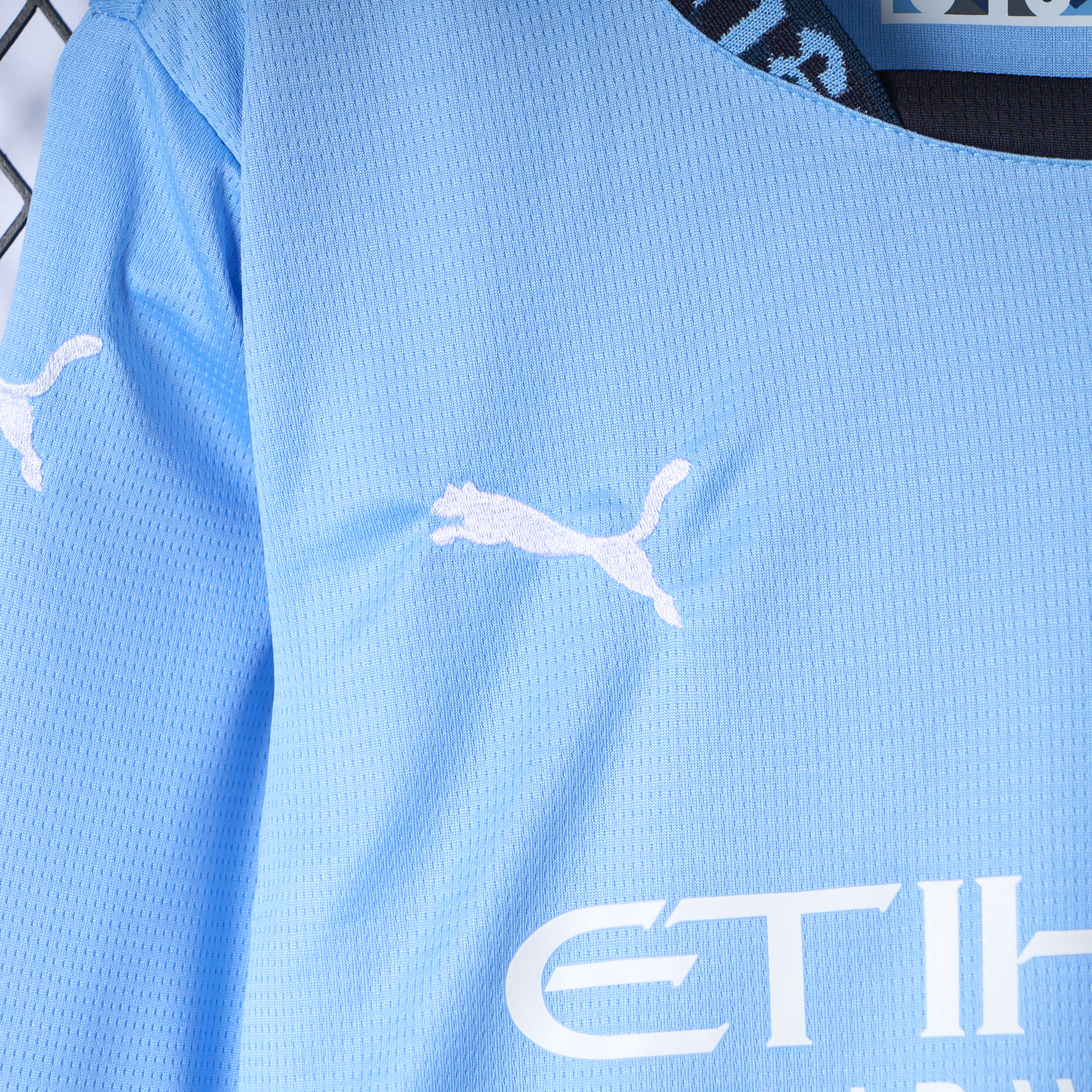 ManixJersey.com | Manchester City 24-25 Home Long Sleeve Kids Kit -Customize Name, Number and Patch | Worldwide Shipping