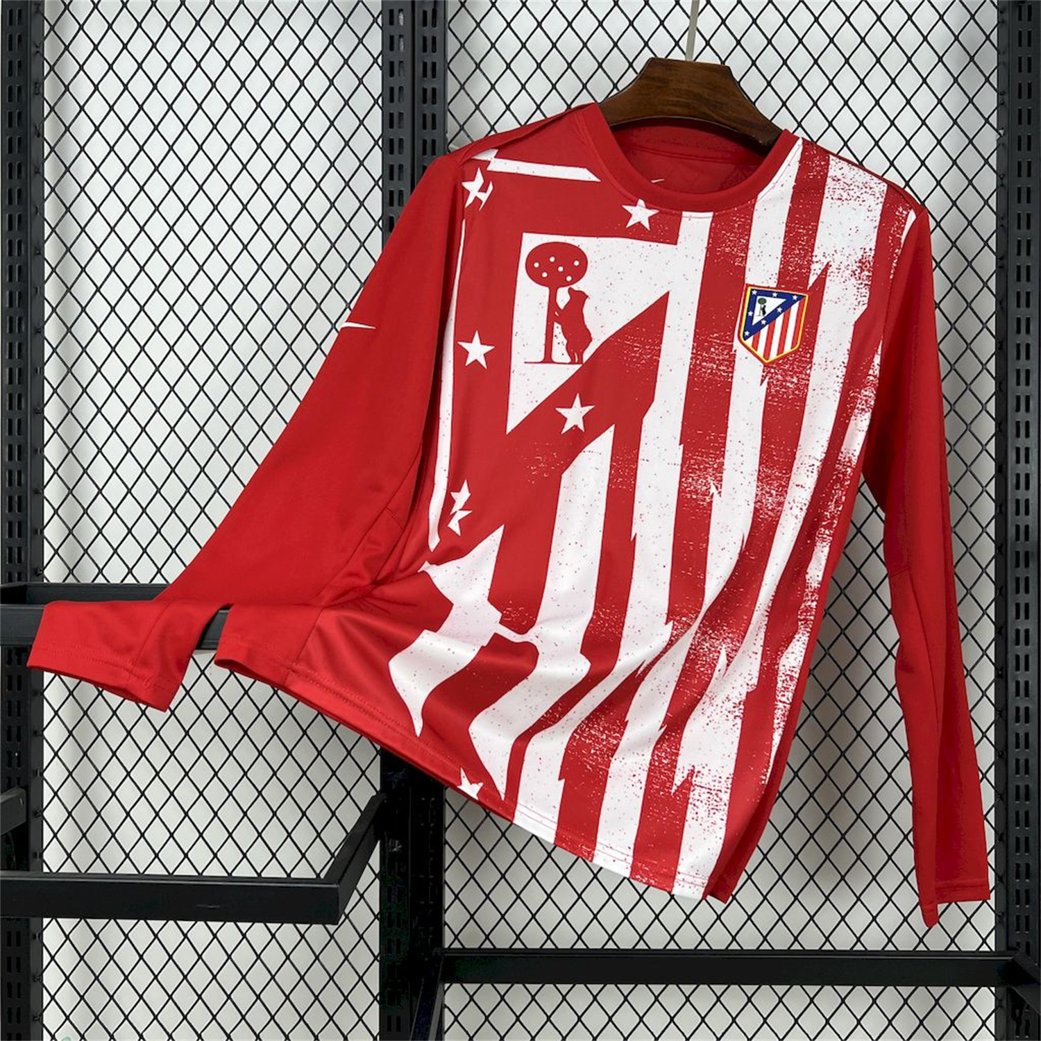 UltraTrikot-Atletico Madrid 25-26 Red White Stripes Pre-Match Training Long Sleeves Jersey - Fans Version