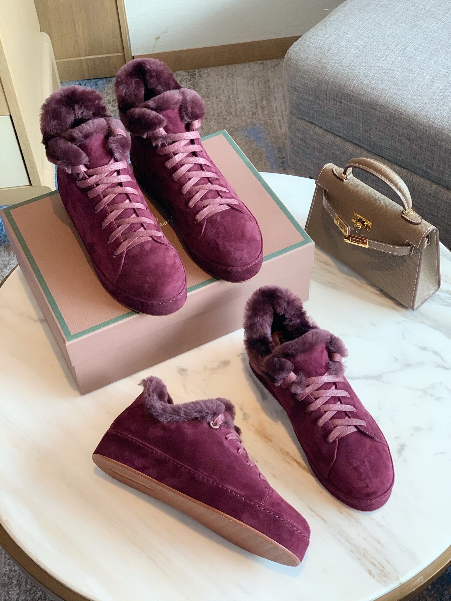 LP WINTER NUAGES HIGH SNEAKERS MULBERRY LAMBSKIN、mysite、Cacoeks